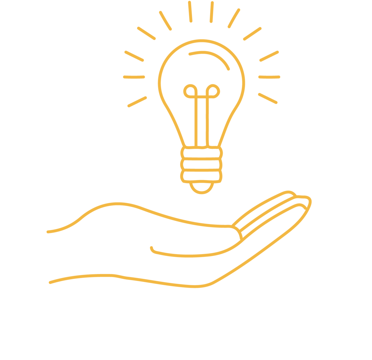 Icon of lightbulb hovering above open palm